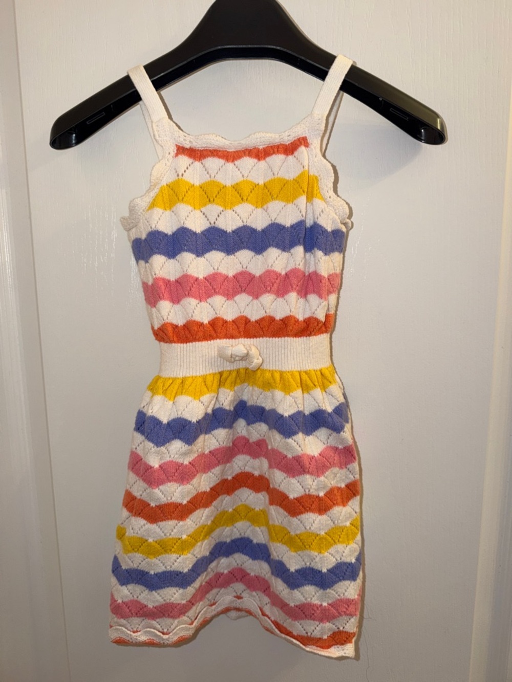 Janie and Jack White Knit Sundress with Pink, Yellow, Blue & Orange Stripes